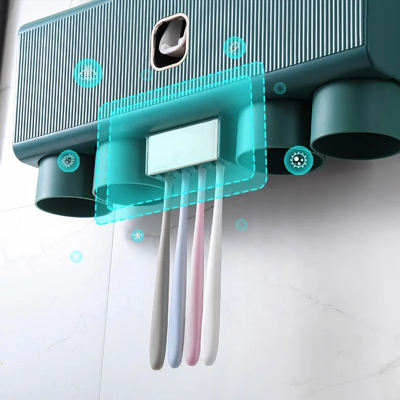 Bathroom Storage Rack Wall-mounted Toothpaste Holder Automatic Toothpaste Dispenser Squeezer with Cup