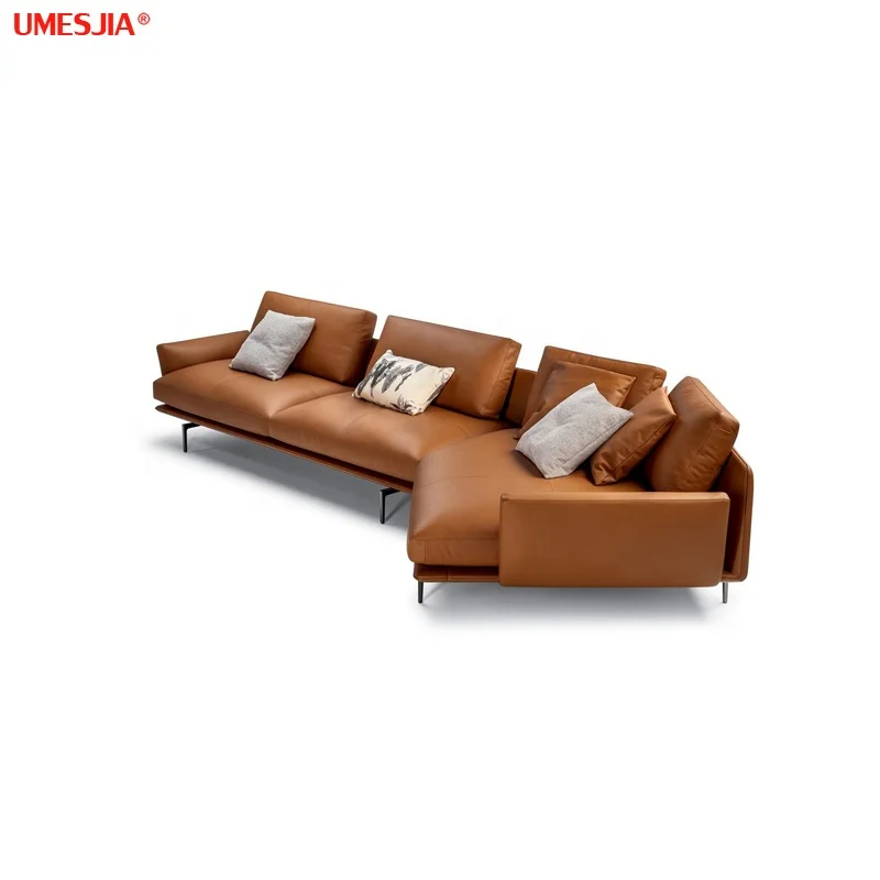 Get Back sofa Luxury Italian Genuine Leather Sofa Modern Living Room Luxury Corner Sectional Sofa set