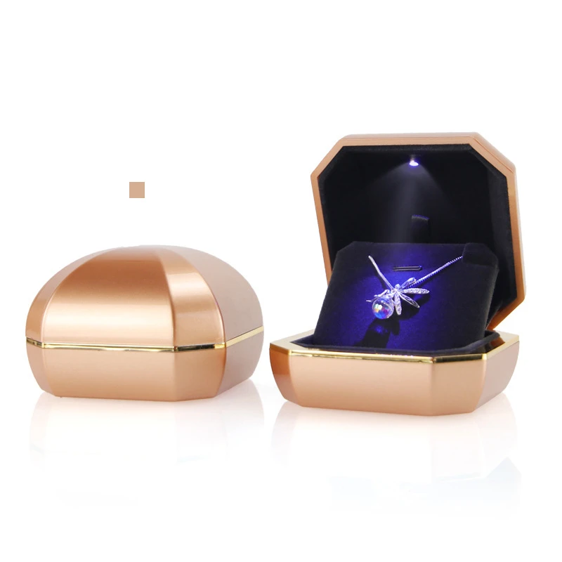2021new design led light jewelry packaging box led jewelry ring box With Light Ring Led Box Jewelry