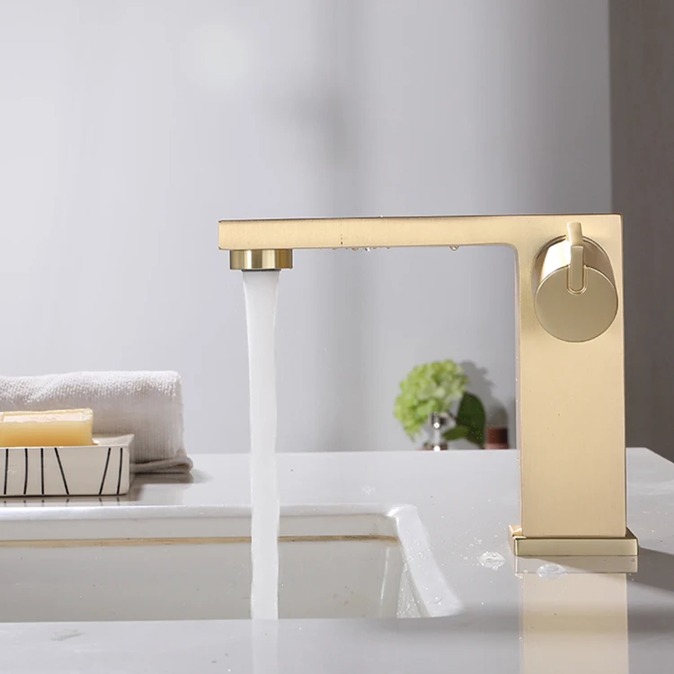 Modern Sanitary Ware Brushed Gold Bathroom Wash Hand Basin Water Faucets Mixers Taps Design Bathroom Sink Faucet