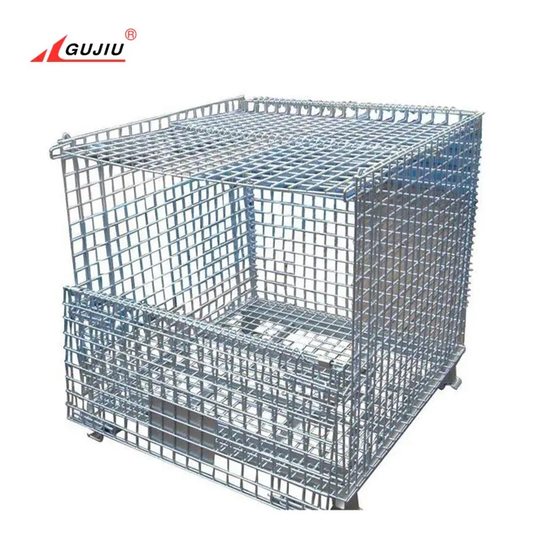 
Stacking Parts Grid Pet Proform Side Open Mesh Foldable Warehouse Metal Vegetable Box Container Collapsible Storage Bin 