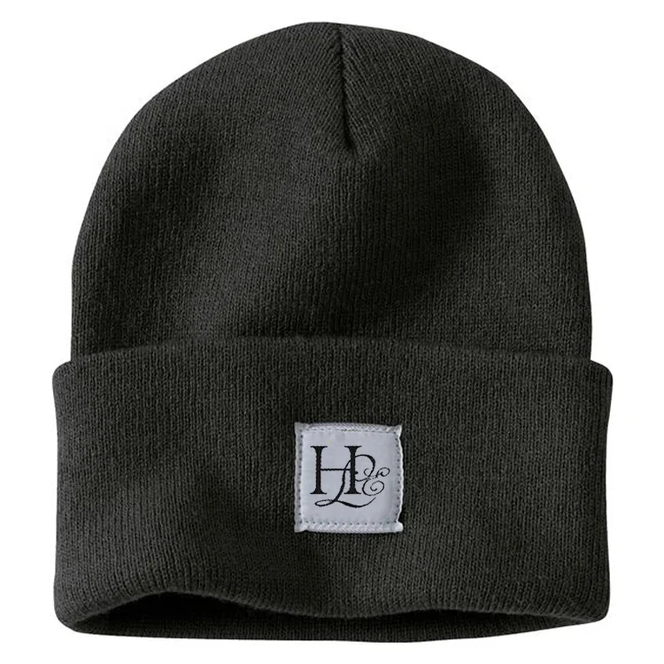 Wholesale Custom 100% Acrylic Knitted Winter Beanies with Woven Label
