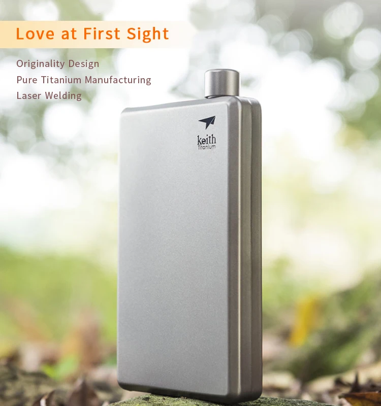 Factory Customized Titanium Ultralight Hip Flask Unique Square Personalized Flask Camping Drinkware Accessories