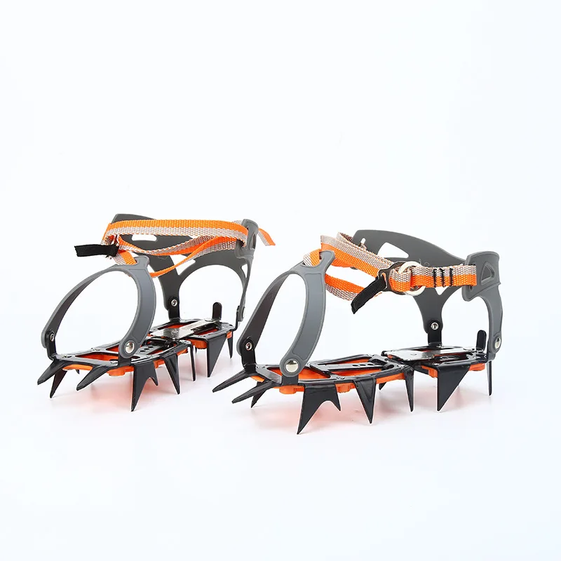 12 Tooth Silicone Ice Claw Ice Climbing Equipment Anti Slip Shoe Covers Hiking and Mountain Climbing Shoe Studs, Manganese Steel