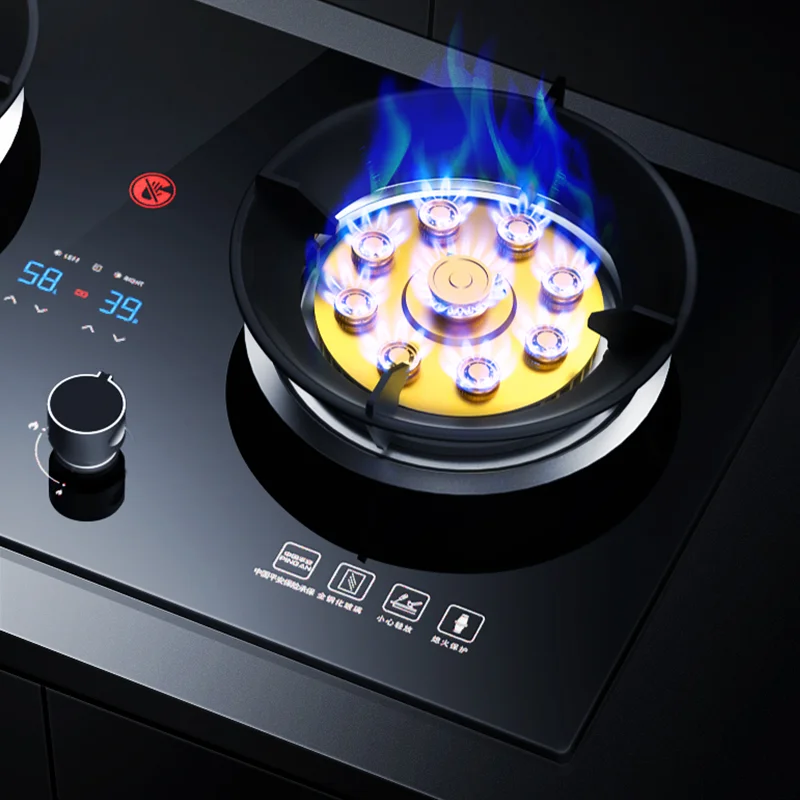 Газовая плита двойная домашняя настольная встраиваемая газовая с сжиженным газом энергосберегающий огонь
