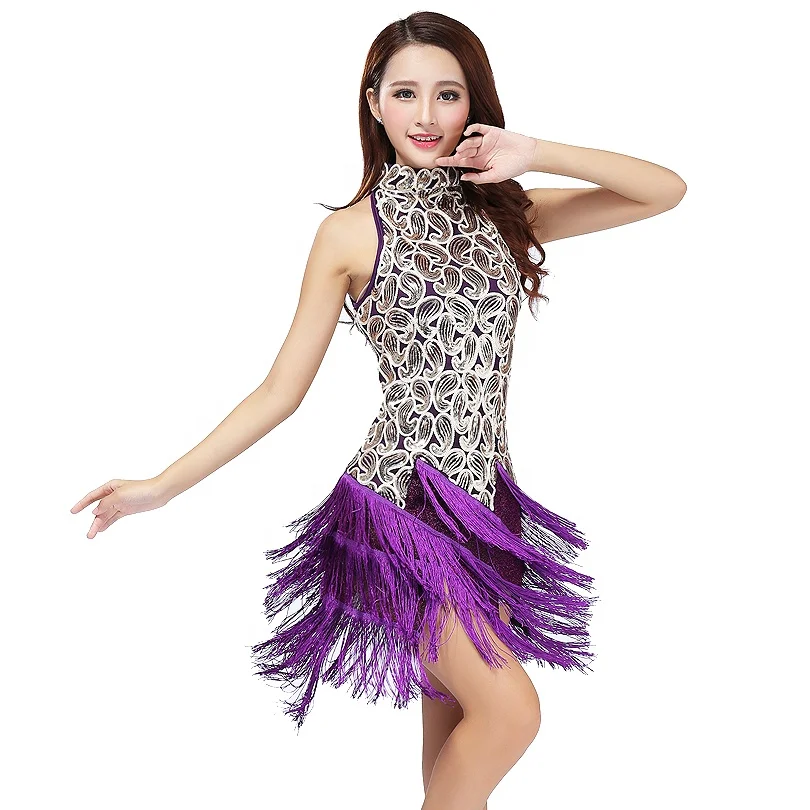 High Quality Latin Dance Costumes Performance Wear Sequin Dance Dress Gatsby Party Tassel Fancy Dresses