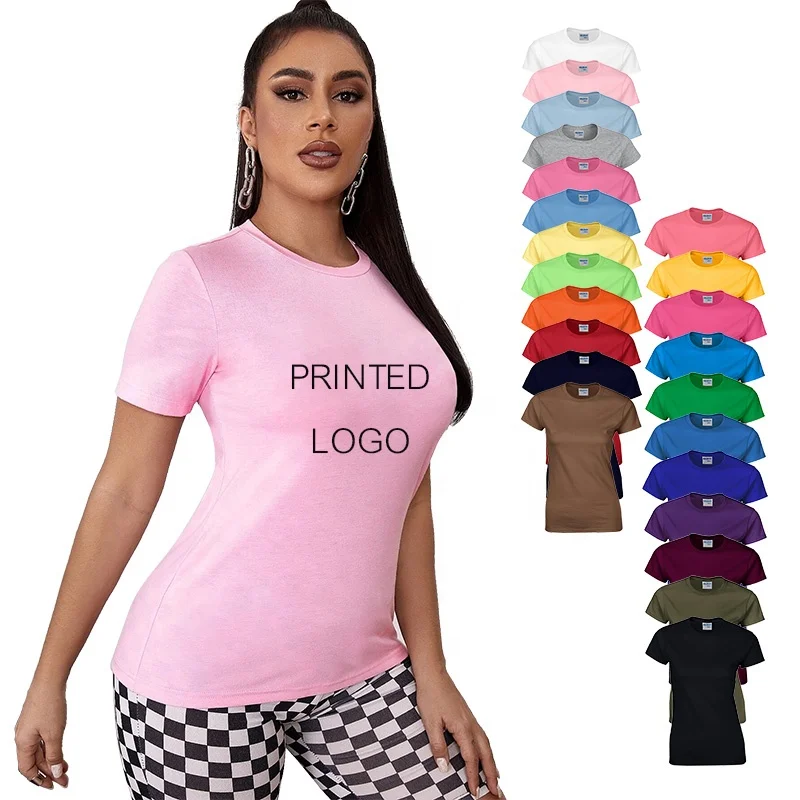 Wholesale 100% Cotton Soft Basic T-Shirt Women Blank Custom Logo Outdoor O-Neck Shirt