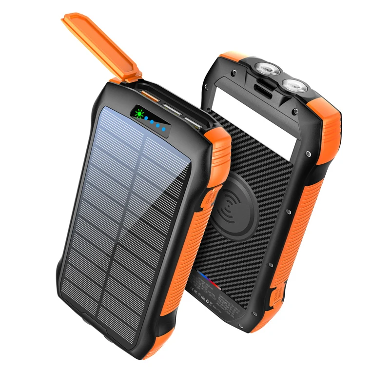 Wholesale multifunction 20000mah power bank wireless charger external battery pack IPX6 waterproof with flashlight