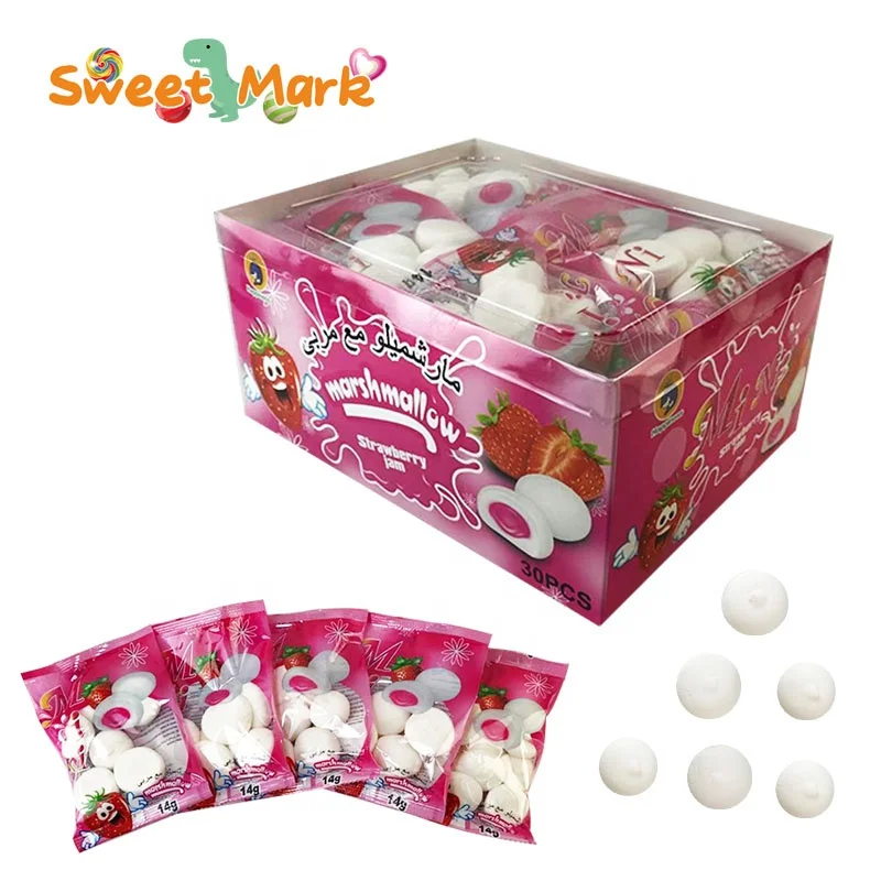 Fruit jam filling strawberry flavor marshmallow halal candy