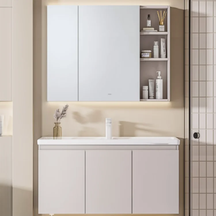 HZ Sink Unique Waterproof Finished Bathroom Cabinets Vanity Wall Bathroom Modern With Mirror Wash Basin For Hotel