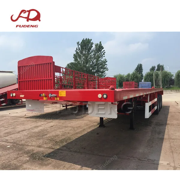 FUDENG 30tons 20ft 40 ft 45feet flat bed trailer twist locks for shipping container trailers for sale