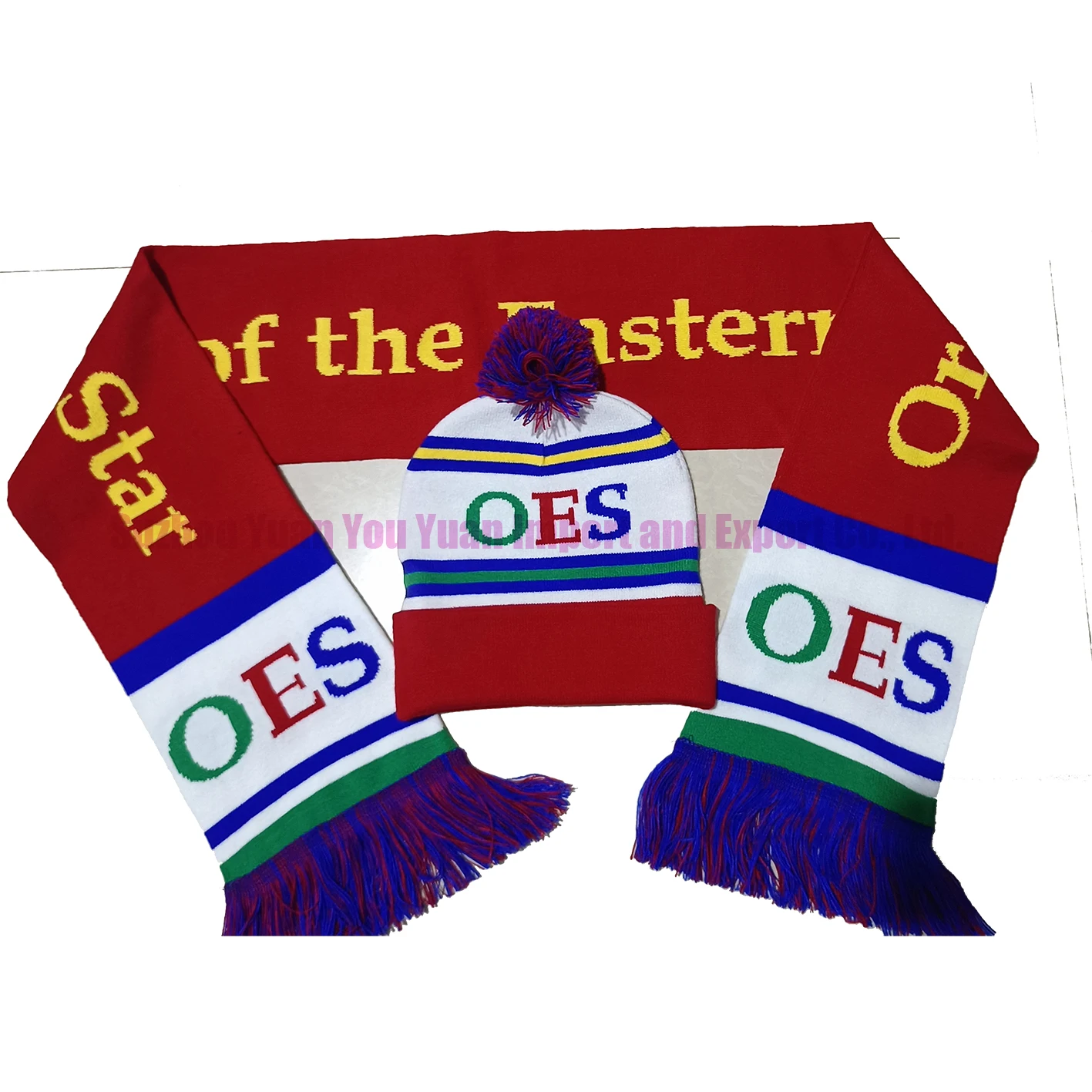 custom 145x17cm Knitted ORDER OF THE EASTERN STAR OES matching Winter  scarf and hat