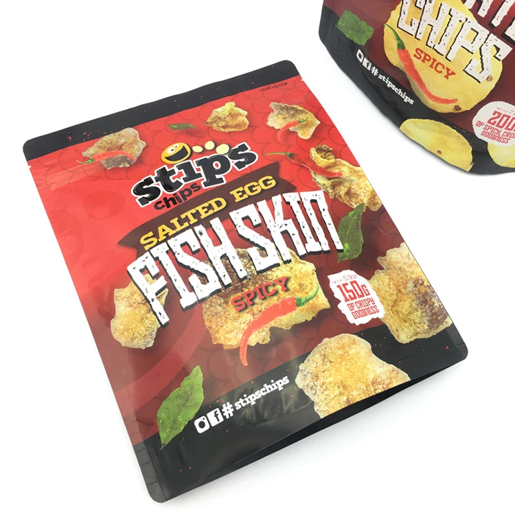 Custom Printed Resealable Zipper Plastic Aluminum Foil Empty Chips Pouch Plantain Potato Chips Packaging Mylar Bags
