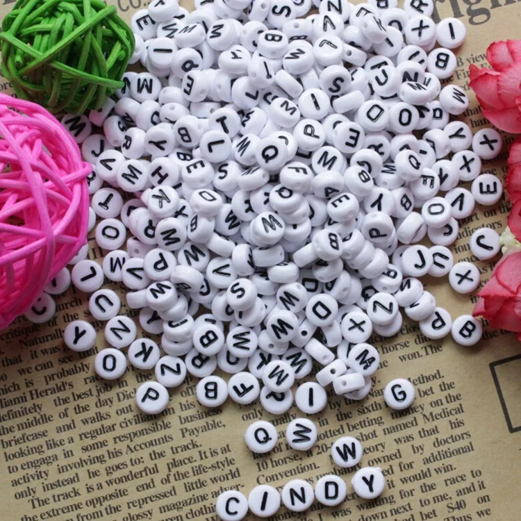 Wholesale High Quality 7mm Acrylic Letter Beads Multiple Styles Of English Letter Scattered Beads DIY Jewelry Production