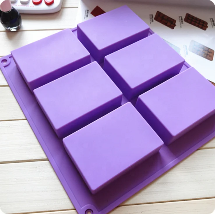 DLC053 6 Cavities Rectangle Shape Silicone Mold For Chocolate Cake Jelly Pudding Handmade Soap Mold