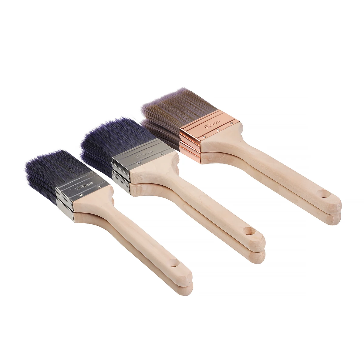 High Quality Birch Wood Medium Long Handle PBT Filament Paint Brush with Stainless Ferrule