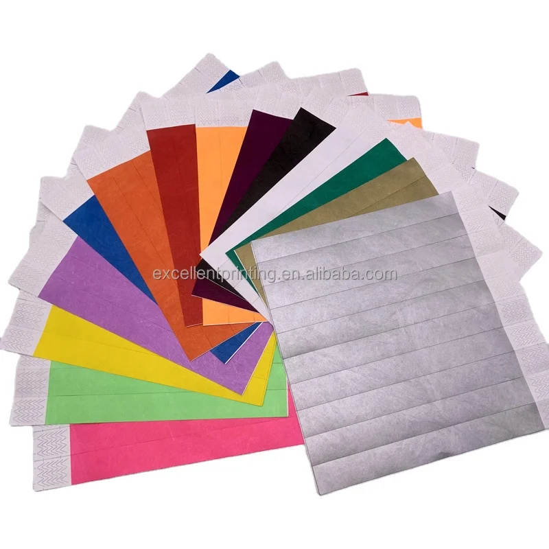 Best Selling Colors Waterproof Tamperproof Tyvek Wristbands Customized Paper Health Bracelet for Amusement Park Swimming Pool