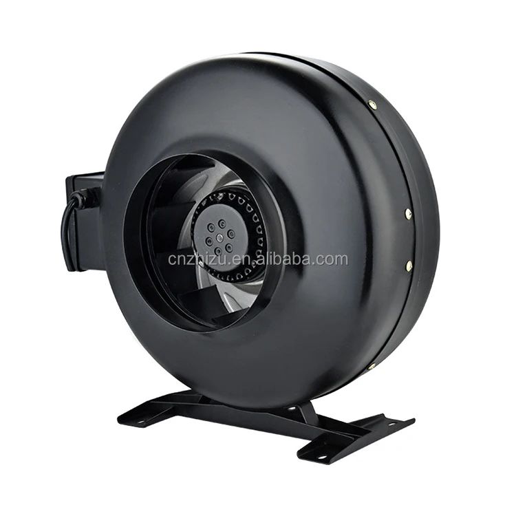 black color 125mm smart centrifugal steel exhaust ventilation grow in-line duct fan