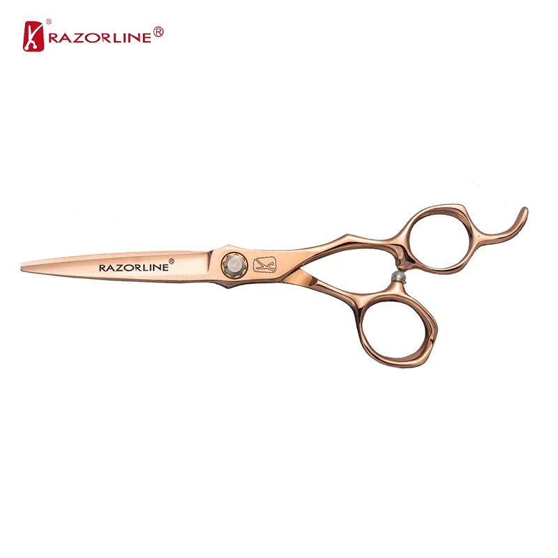 CAK36 CNC Premium Offset Handle Logo Salon Hair Cuttinng Shears Barber Hairdressing Scissors