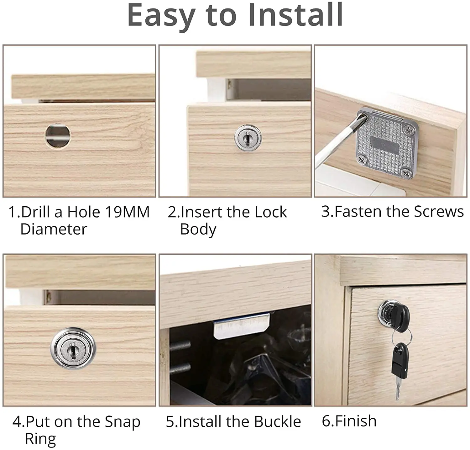 zhenzhi Cupboard Drawer Lock Zinc Alloy Cam Security Lock Screw-on furniture locks with cylinder, locking plate and keys