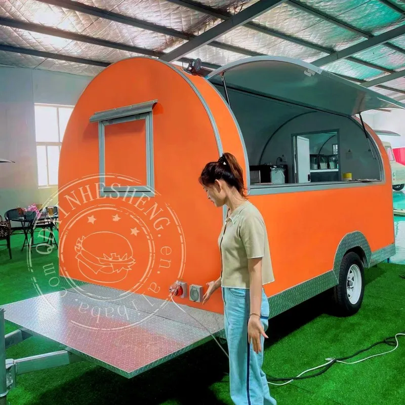 2.5m coffee cart Concession cart Eating carts FRP Orange trailer Vend trailer