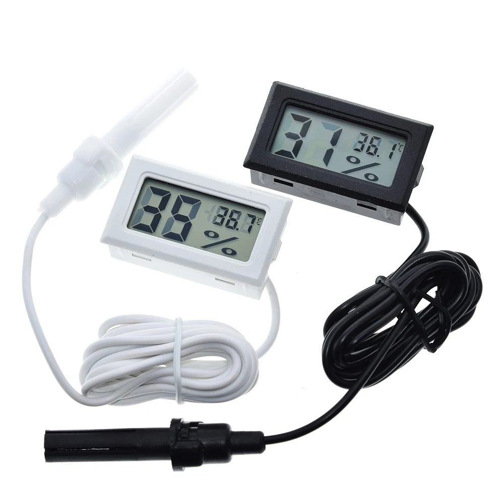 TZT Professional Mini Probe Digital LCD Thermometer Hygrometer Humidity Temperature Meter Indoor Digital LCD Display White Black
