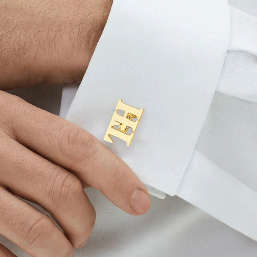 Lateefah Pvd Gold Plated Personalized Name Cufflinks Initial Cufflinks Gift For Men