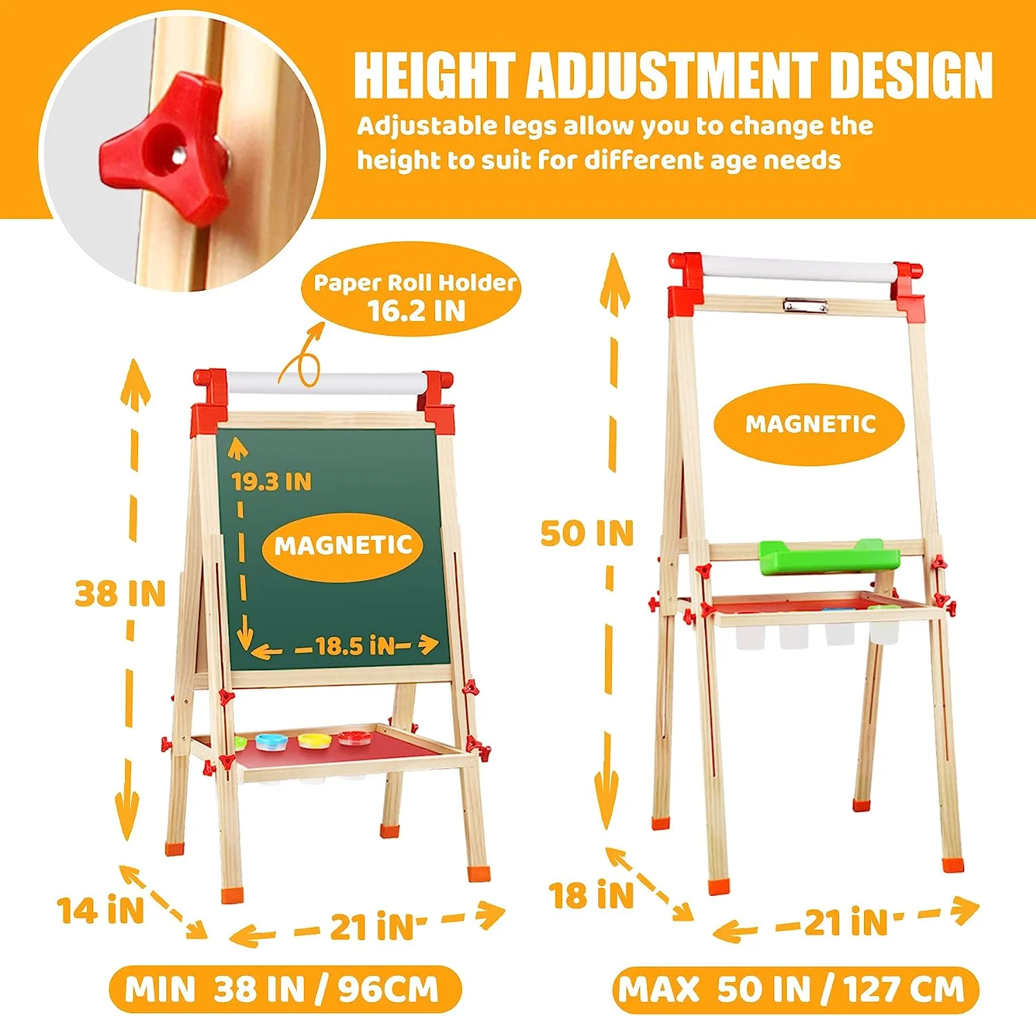 Adjustable Double Sided Drawing Board Whiteboard Chalkboard Kids Wooden Easel With Extra Letters For Kids Painting Drawing