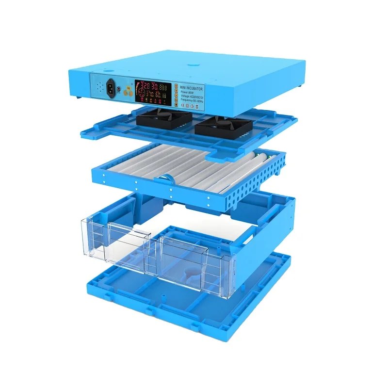 Dual power 12V 220V automatic 64 eggs chicken egg hatching machine blue incubator for sale in Kenya