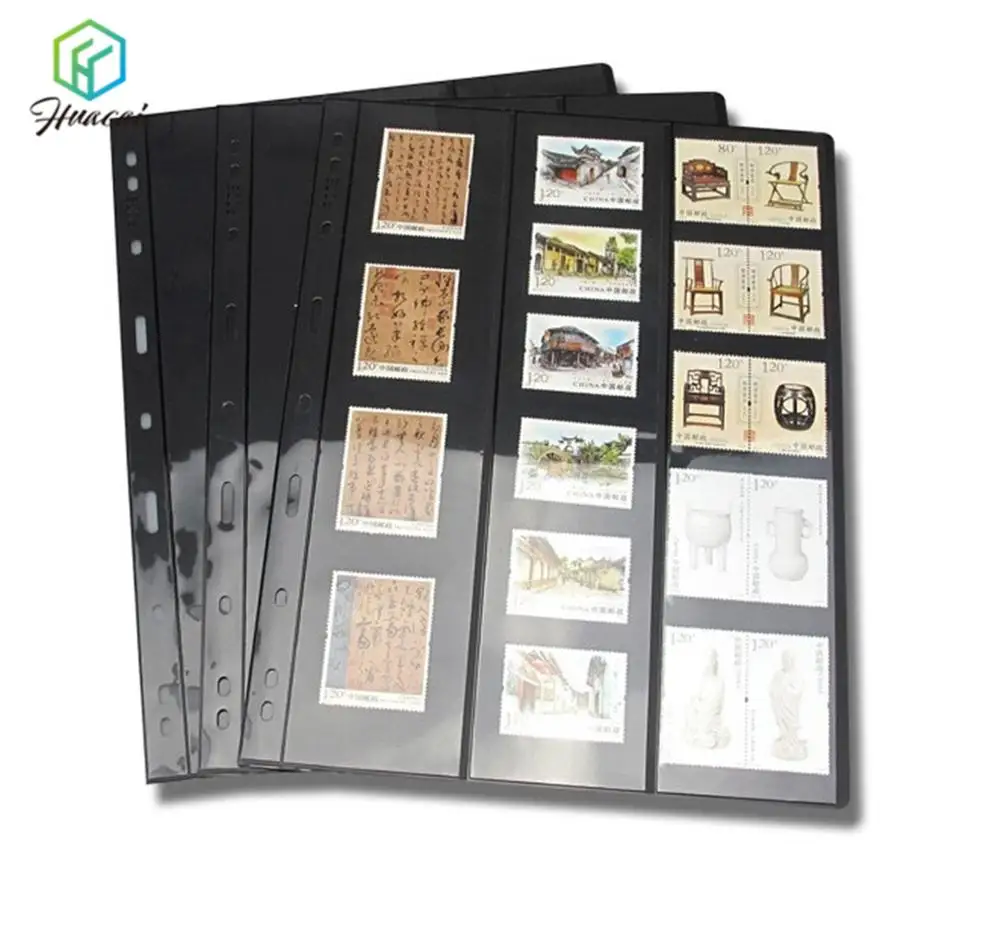 Hot selling Plastic PVC ring binder albums for coins banknote and stamps vertical 3 rows