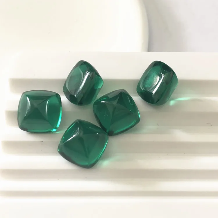 Roomy 5A Loose Jewelry Gemstone Emerald Green Spinel square cabochon stones