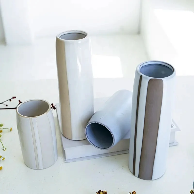 Nordic hand painted glaze living room decor desktop decorative ornament tall vase wedding ceramic flower vase