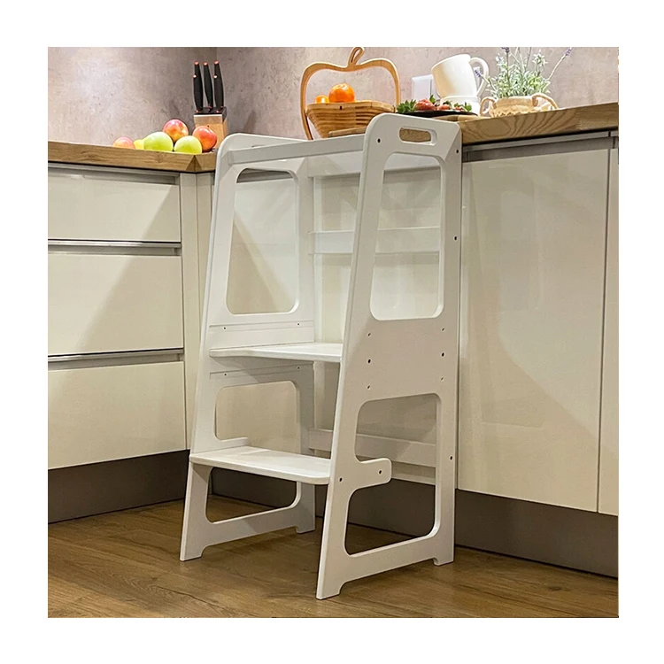 Adjustable height wooden toddler step stool kids montessori learning tower for children