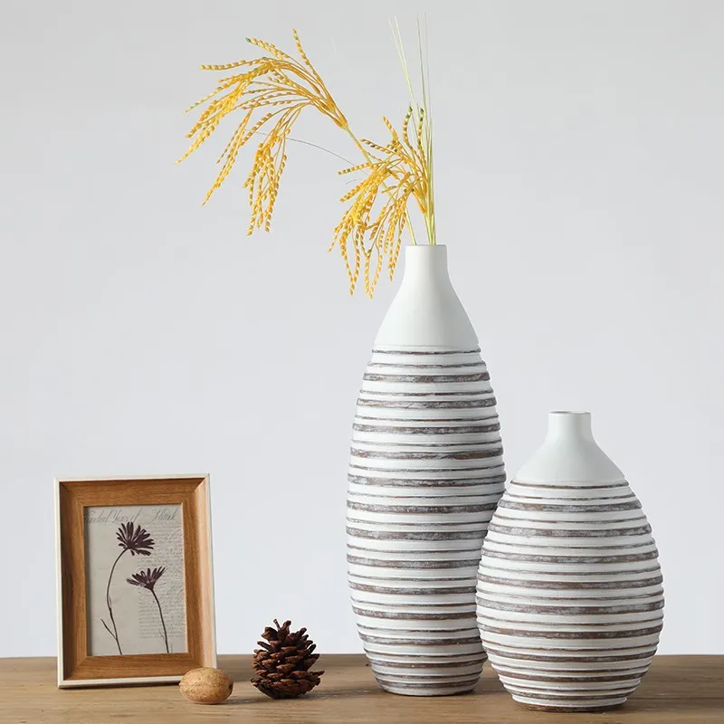 Wholesale Large Polyresin Fashion Vase Home Decorative Flower Vase Nordic Floor Standing Resin Vases