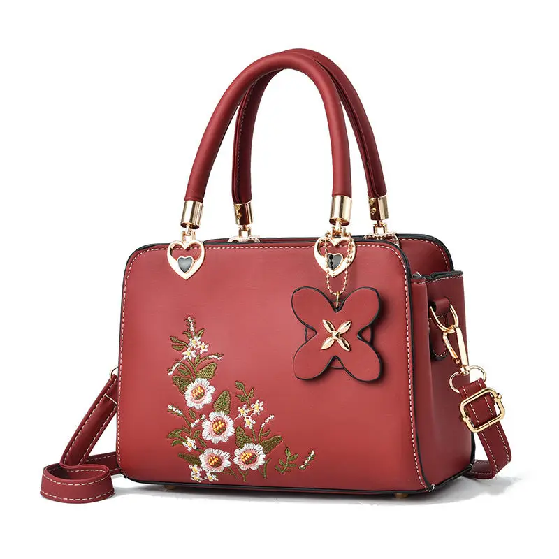 OEM Manufacturer Ins Style PU Leather Women Messager Bag Mini Purse Embroidery Patter Shoulder Cross-body Bag Women Handbag