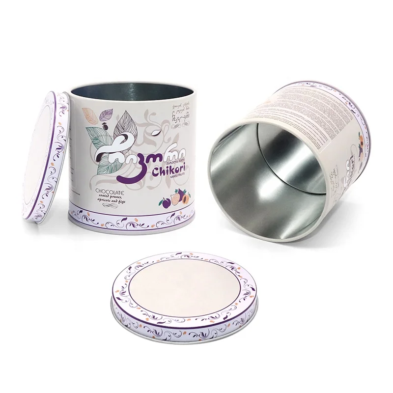 Embossing Empty Luxury Decorated Tea Tin Coffee Copper Tea Tin Packaging Airtight Black Round Loose Tea Tin With Label