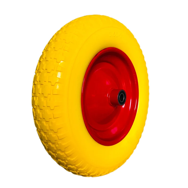 3.50-8 Flat Free Solid Pu Foam Polyurethane Wheels And Tires For Hand Truck Trolley Wheelbarrow Garden Cart Lawn Mower