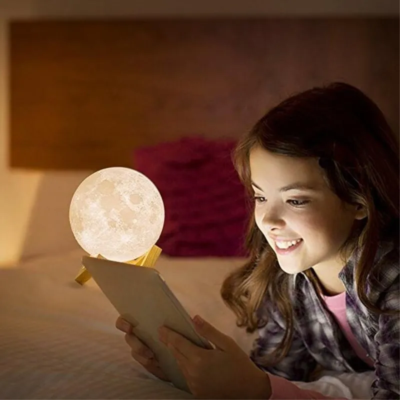 wholesale hot selling latest sleep trainer Moon Lamp 15cm 3D Full Moon Night Light Modern LED moon lamp
