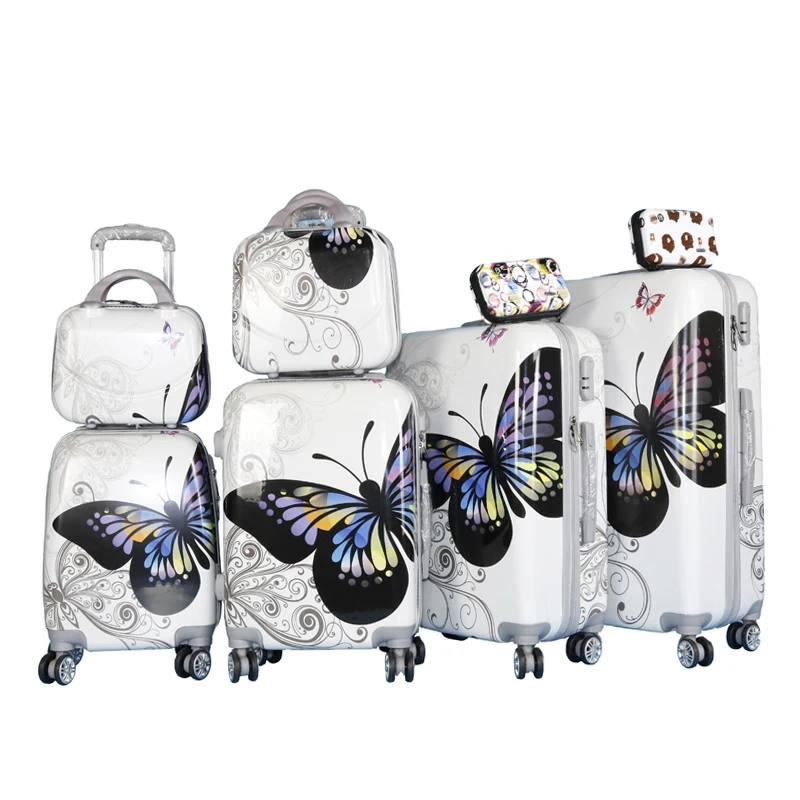 China Supplier Wholesale ABS+PC Travel Printed Luggage Set Customized Trolley Suitcase Set