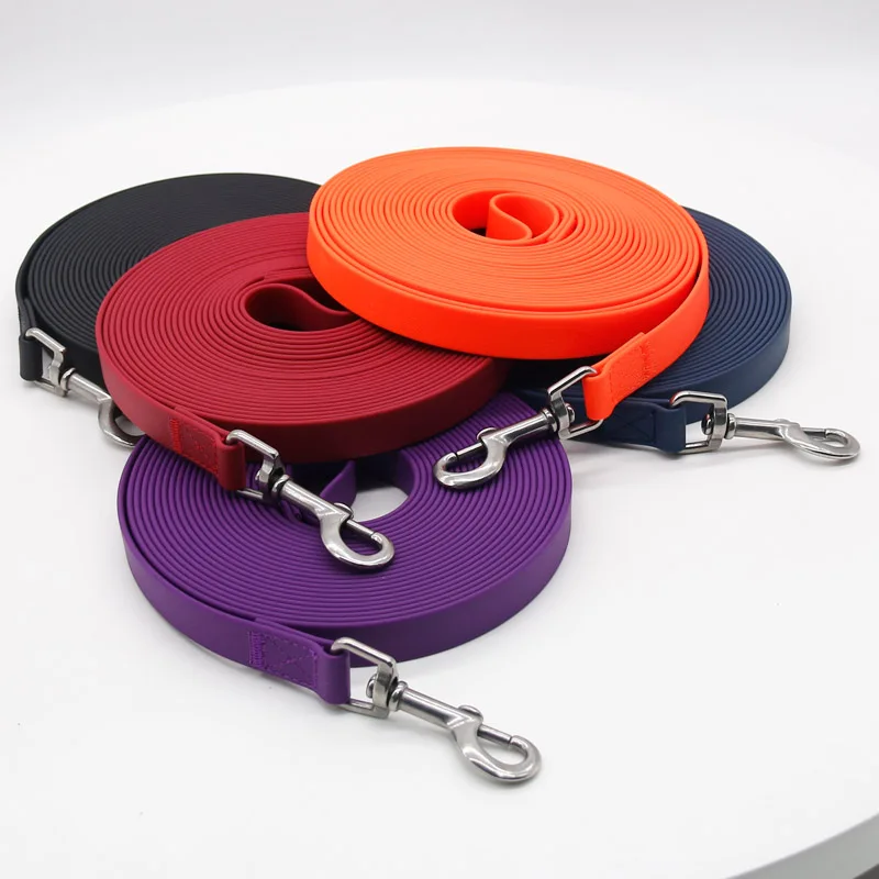 RIBBONS Dog Leash Reflective Nylon Flat Waterproof PVC Tracking Collar Solid Plastic Snap Hook Personalized Wholesale Orange 10m