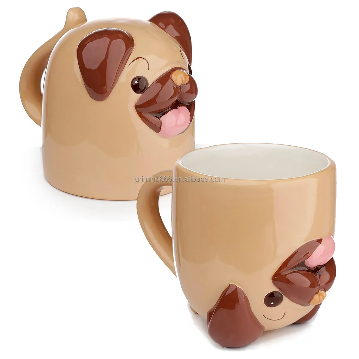 Pug reversible mug Novelty Upside Down Ceramic Mug Pup Cup