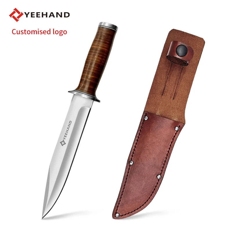 Custom  logo big knife hunting survival full tang outdoor knife self defense knife for men