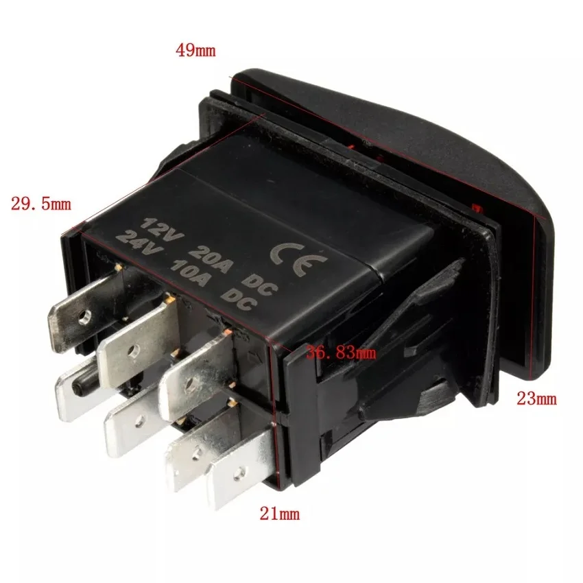 12 volt 20a dc & 24v 10a 7 pin winch in winch out on-off-on rocker switch dual led light blue red for car/bus/marine