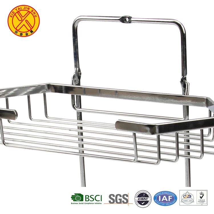 Hot Sale Wall Mounted Stainless Steel Double Layer Bathroom Metal Shelf