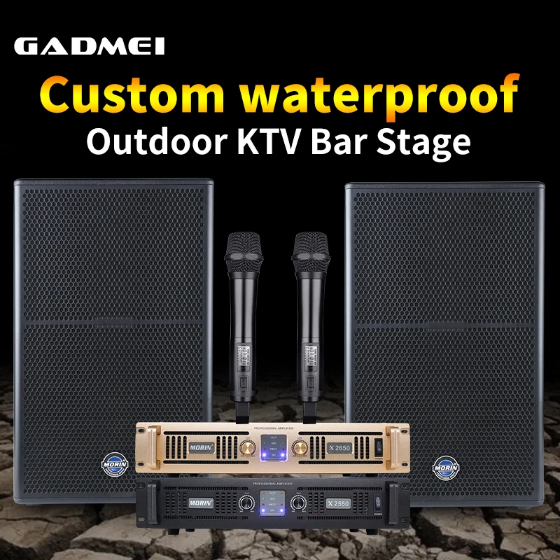 Professional subwoofer dual 15 inch speakers 850 watt speaker trolley waterproof shower speaker