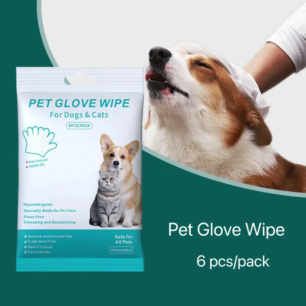 Wholesale Disposable No stimulation Pet Cleaning Grooming Gloves Wipes Wet Pet Glove Wipe For Dog Cat