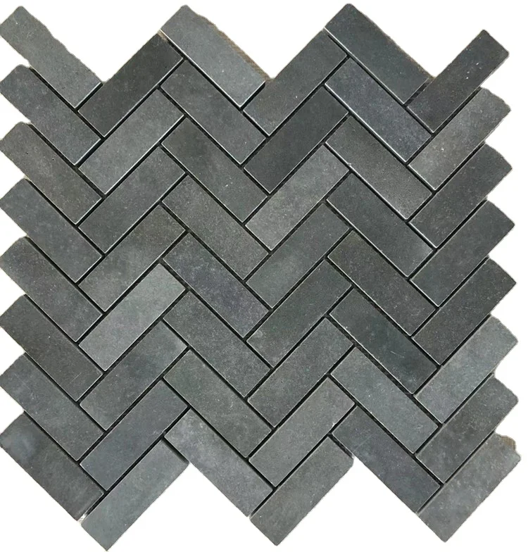 Honed ashes black basalt herringbone mosaic tile for wall and flooring