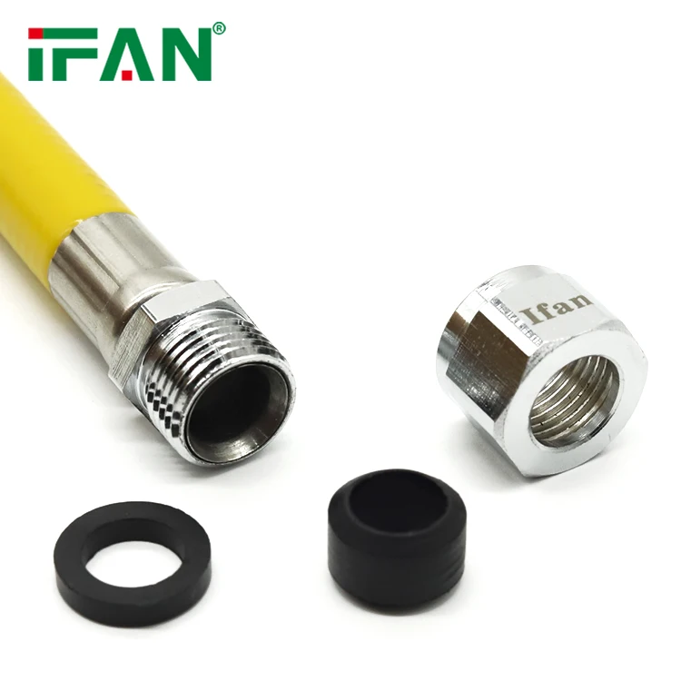 IFAN CSST Yellow Coated Stainless Steel Corrugated Tube Gas Flex Connector Conversion Kit Grill Hose
