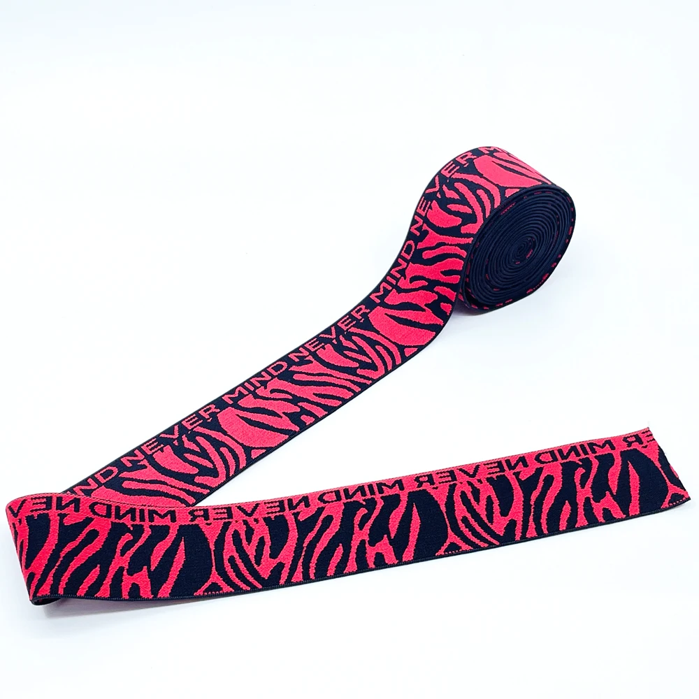 
Professional supply jacquard elastic band 40mm color zebra pattern logo 4cm Animal linessoft elastic band for strap 