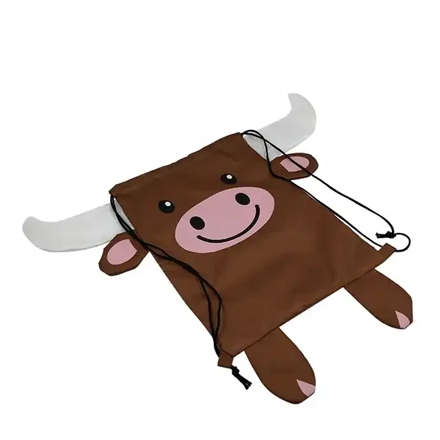 Premium Quality Animal Pattern Drawstring Backpack Ultralight Day-pack With String 420D Polyester Promotional Bags